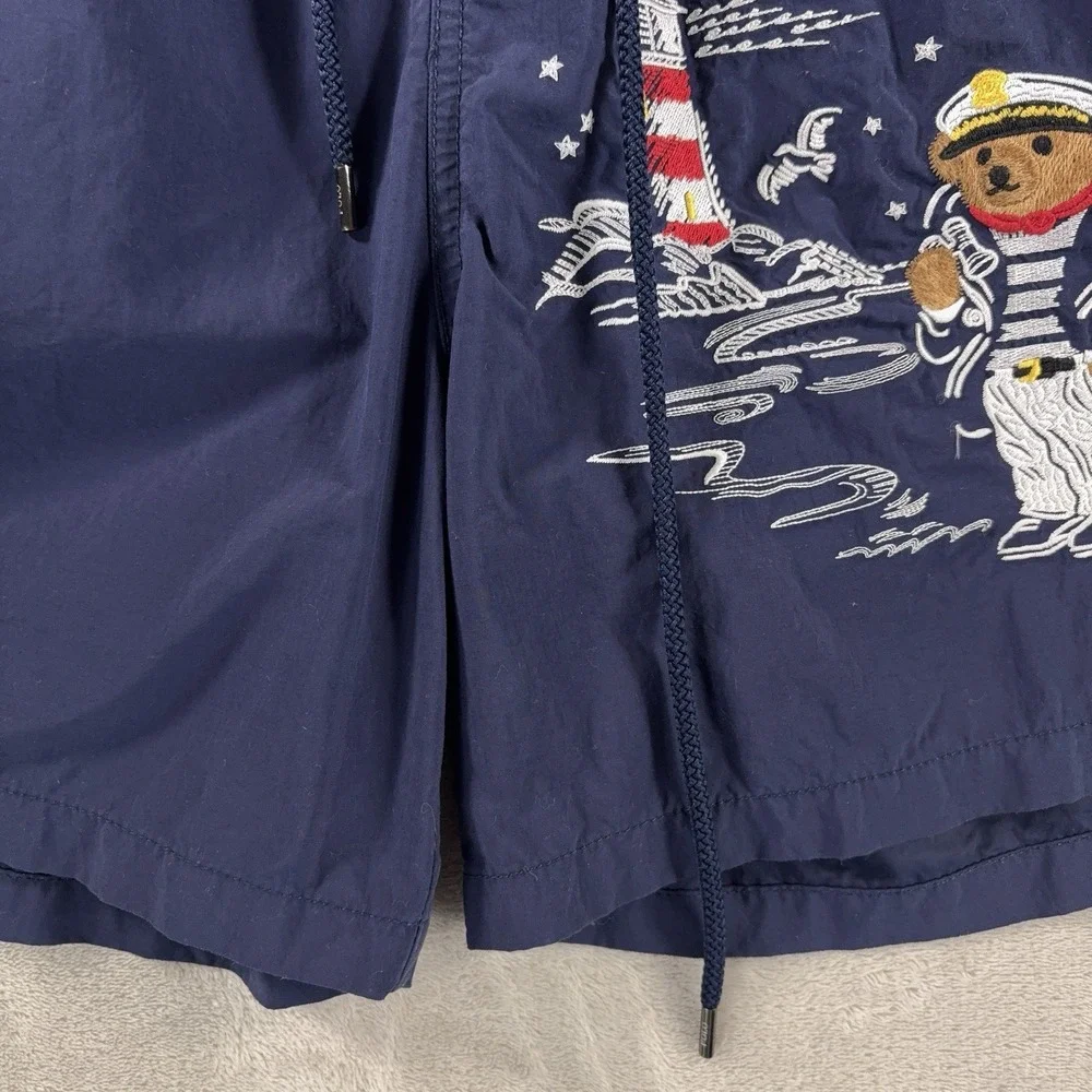 Polo Ralph Lauren Embroidered Polo Bear Swim Trunks Mens Medium Blue Traveler